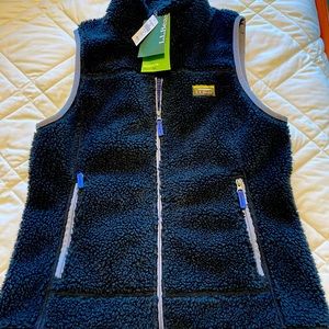 LL Bean mountain pile fleece vest, black, size M REG